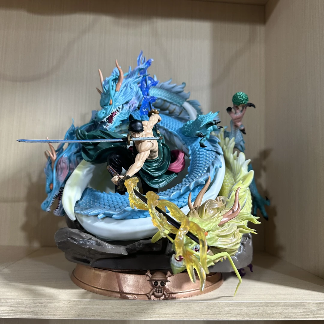 海贼王优质版gk三龙索隆超大龙卷风双头雕带剑气手办雕像桌面摆件