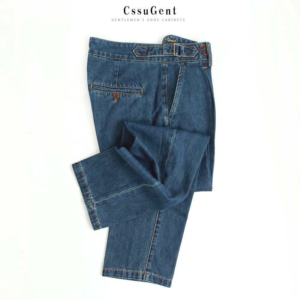 Cssu Gent夏季高定款 那不勒斯纯棉水洗直筒牛仔西裤男复古巴黎扣