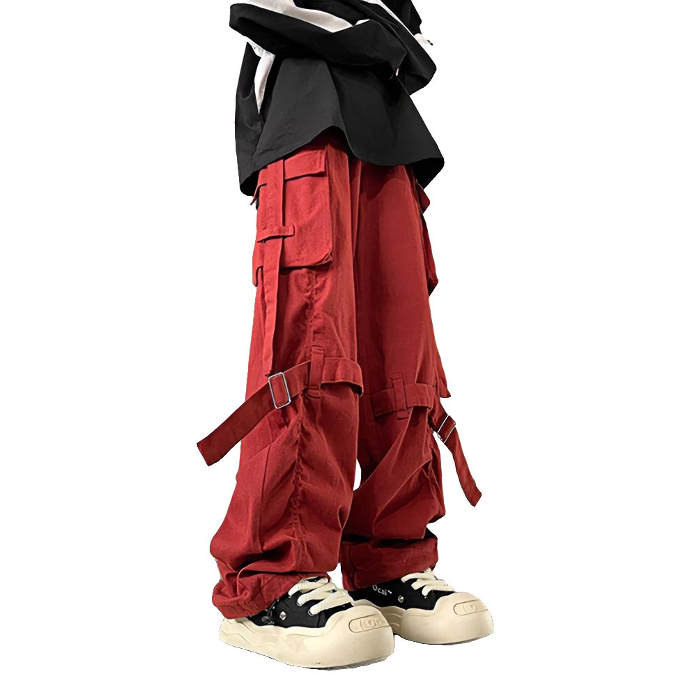 美式机能多口袋工装裤绑带设计感裤子春夏季男女小众高级感休闲裤