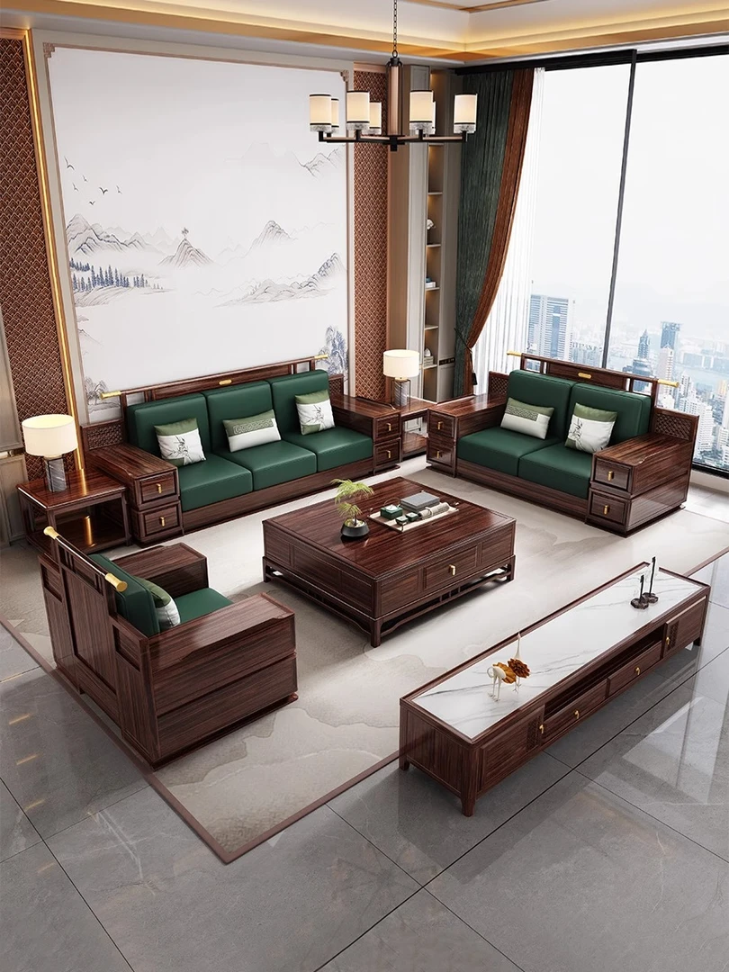 ☆B9823☆乌金木高箱实木客厅新家用全套储物新乌金木沙发