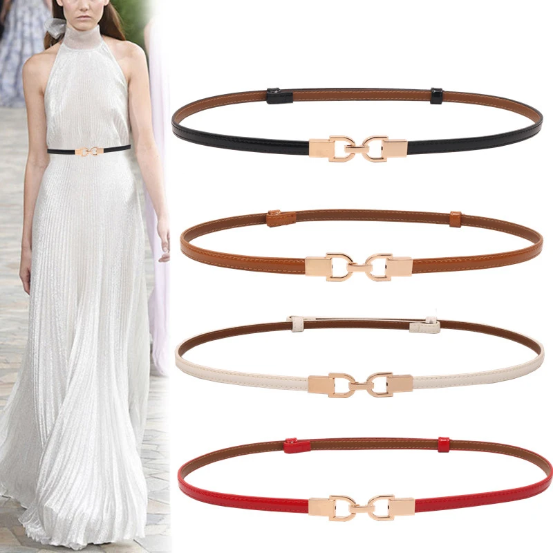 腰带女士2024年新款双D字扣双面真皮装饰百搭爆款ins细皮带配裙子