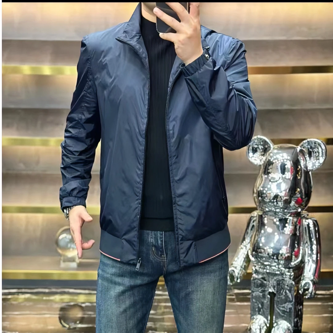 男士春秋立领高品质休闲百搭时尚男款薄款夹克外套户外轻薄23111