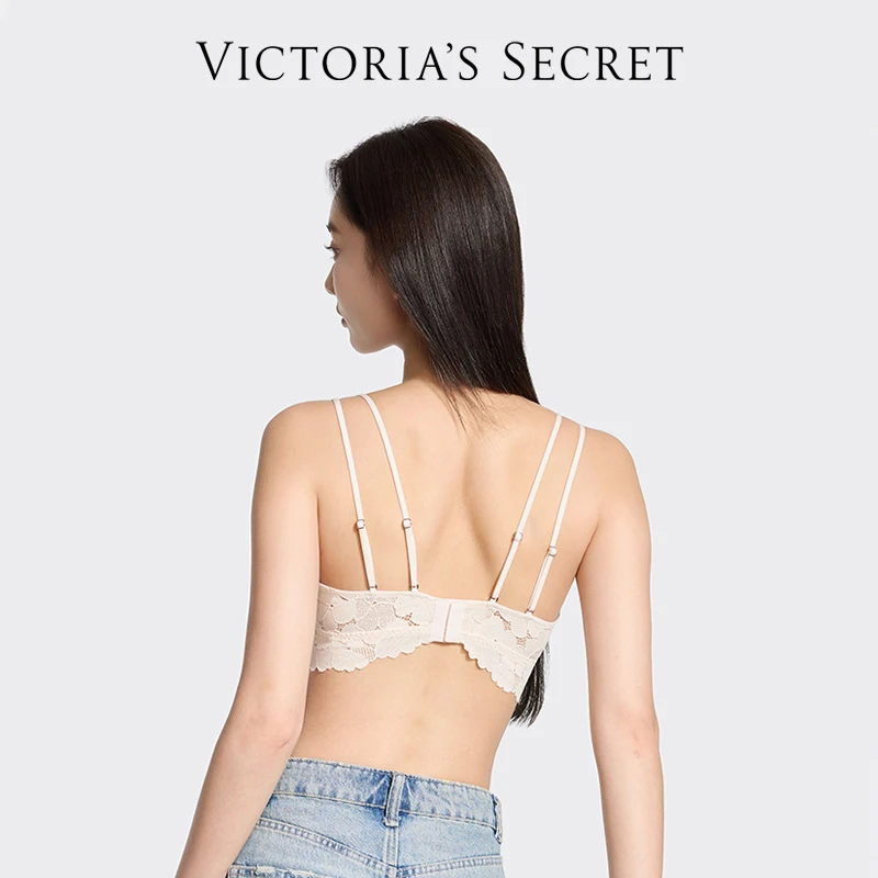 【粉丝专享】维密 法式三角杯蕾丝双肩带秋叶蕾丝V领舒适薄款背心