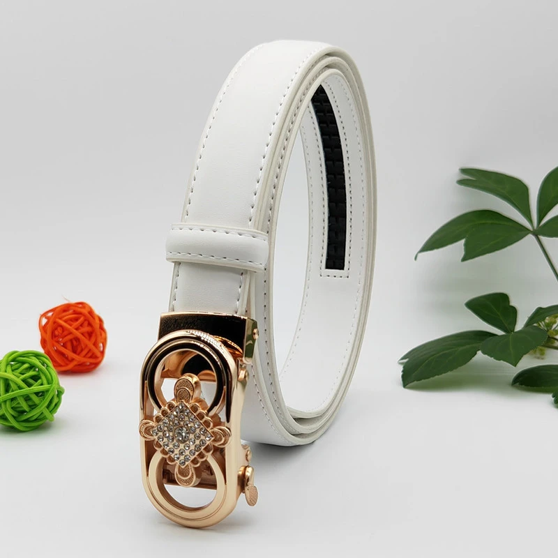 新款女士皮带白色百搭自动扣真皮装饰腰带时尚韩版休闲牛仔裤裤带