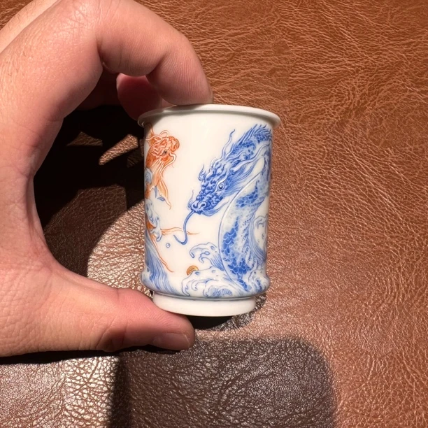 【念物山坊】 蛟龙 青蛇 鱼化龙 闻香杯 手工手绘
