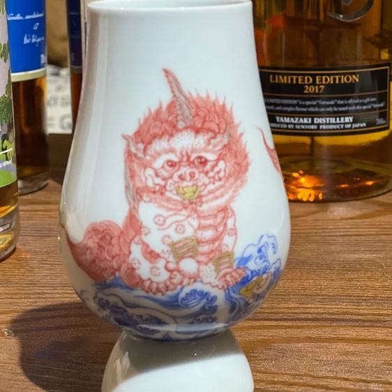 念物山坊青花细路釉里红手工双貔貅闻香杯中式创意