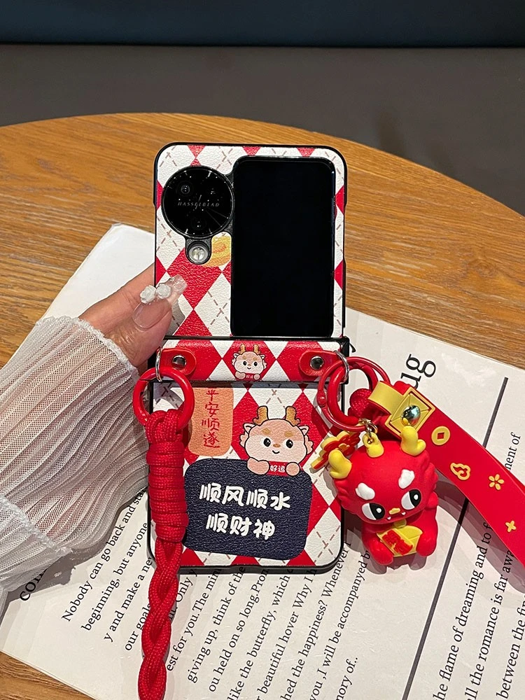 顺风顺水顺财神适用oppofindn3flip手机壳新款喜庆新年红折叠find
