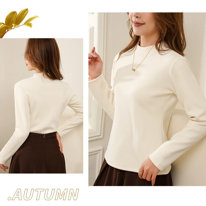 【常不火粉丝专享】601#女士加绒加厚中高领打底衫