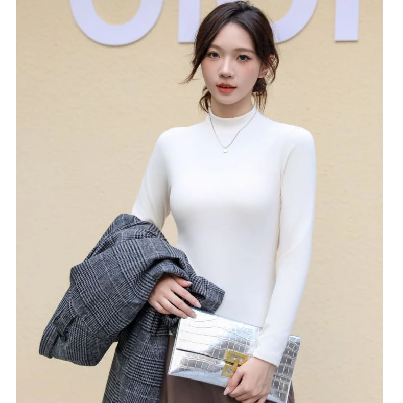 【粉丝专享】T16#冬季新款女士半高领纯色保暖打底