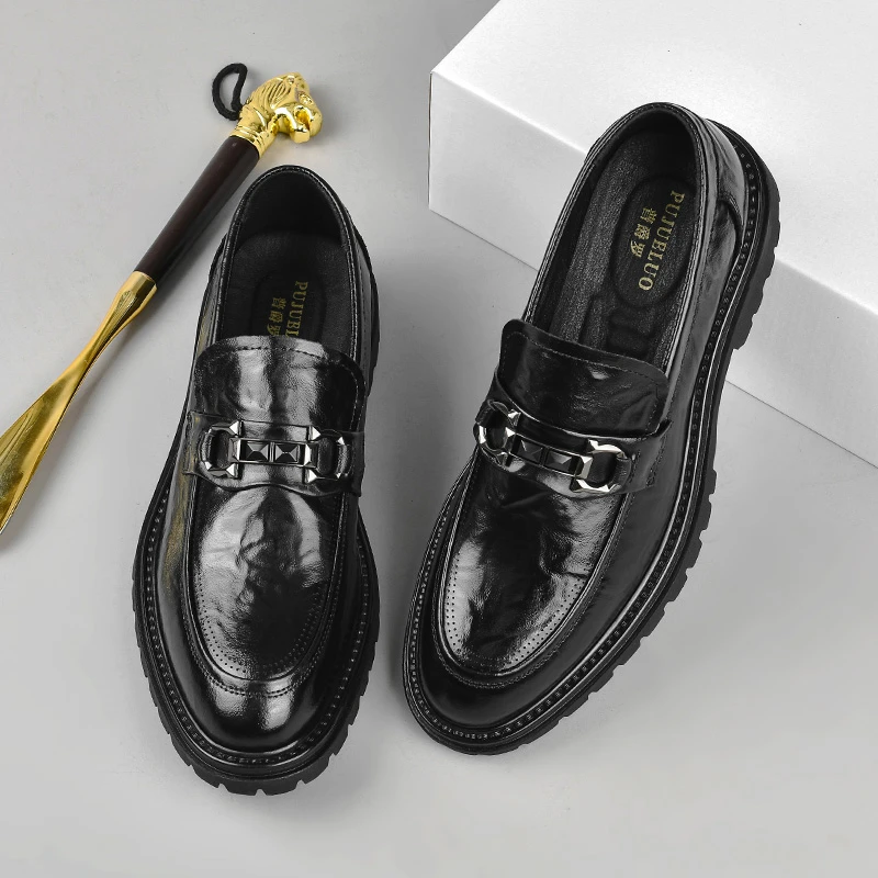 皮鞋男新款商务正装一脚蹬乐福鞋轻便时尚百搭英伦男士休闲鞋1705