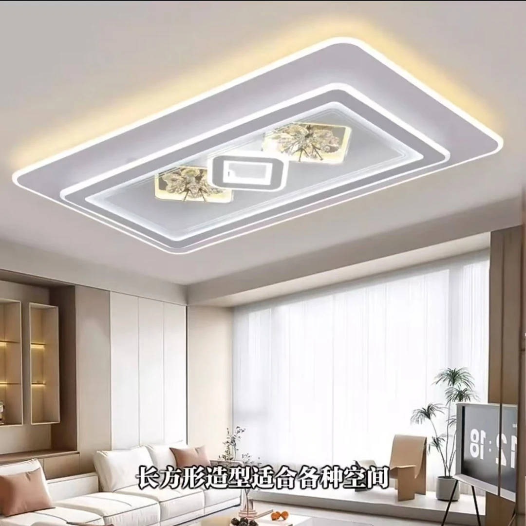 2024年新款LED全光谱光源客厅灯 钢化玻璃轻奢家用创意简约大气