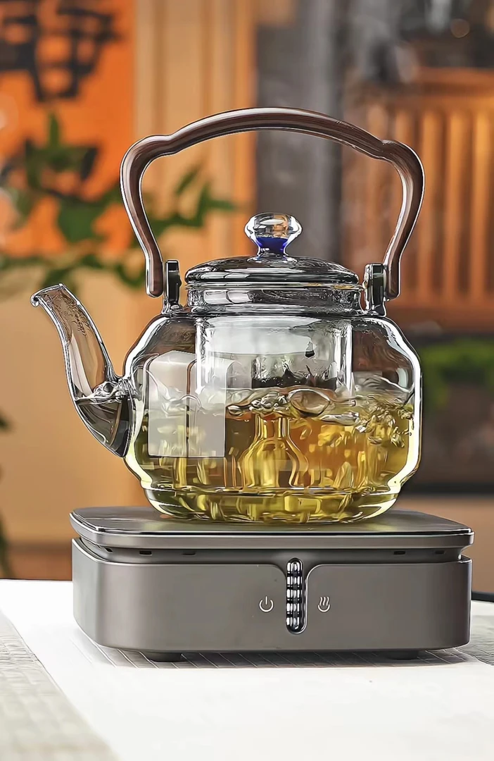 高硼硅耐热玻璃星韵煮茶壶+猫二套组