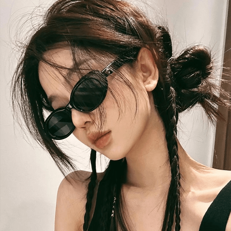 复古猫眼黑色辣妹欧美墨镜女高级感小脸防紫外线星星太阳眼镜造型