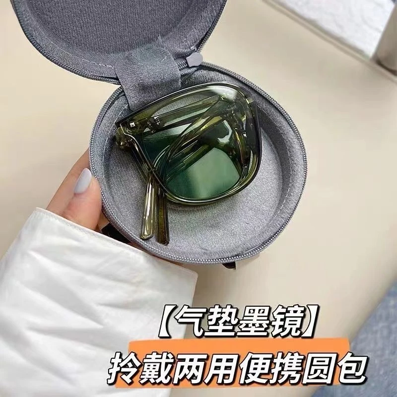2024网红折叠墨镜女潮ins出游遮阳方形太阳镜防紫外线通用