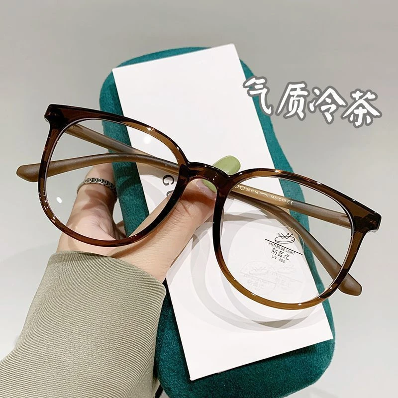 茶色大框眼镜近视可配度数女超轻TR90眼镜框韩版素颜眼睛散光显瘦
