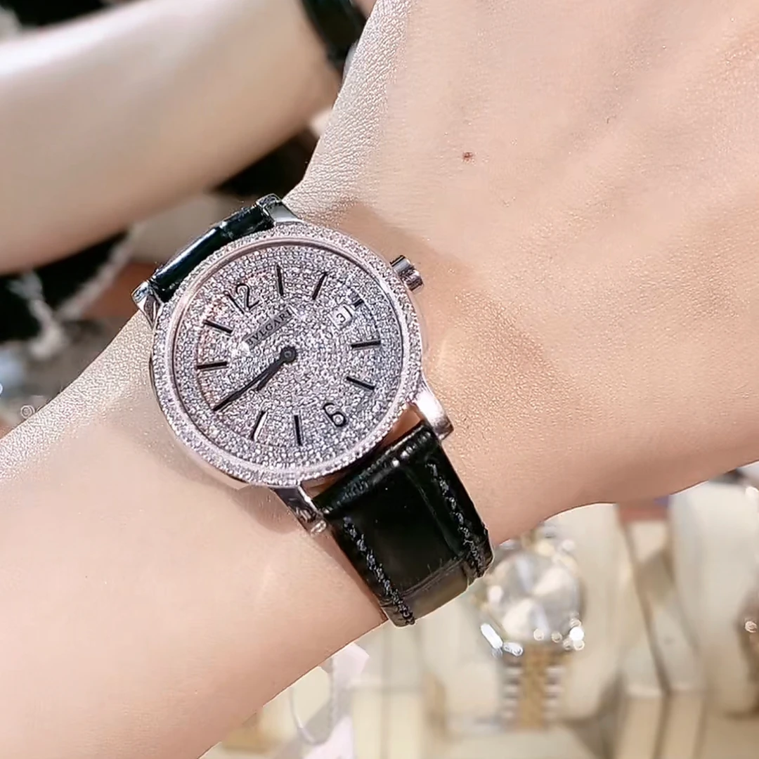 99新 BVLGARI/宝格丽 皮带29mm石英腕表/后钻/满天星/WHT015425