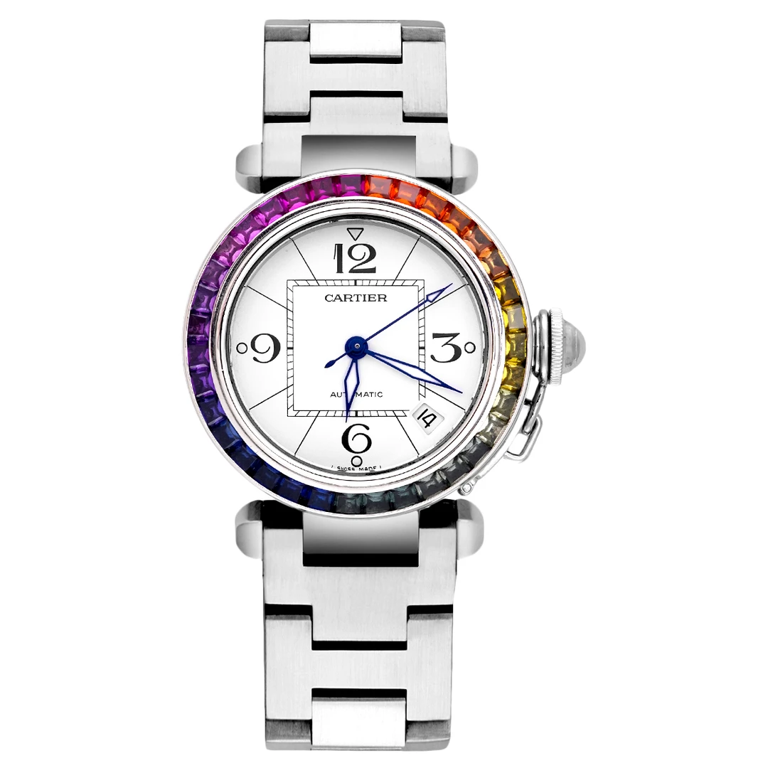 99新 Cartier/卡地亚 帕莎系列W31074M7后改彩虹圈腕表/whp024496