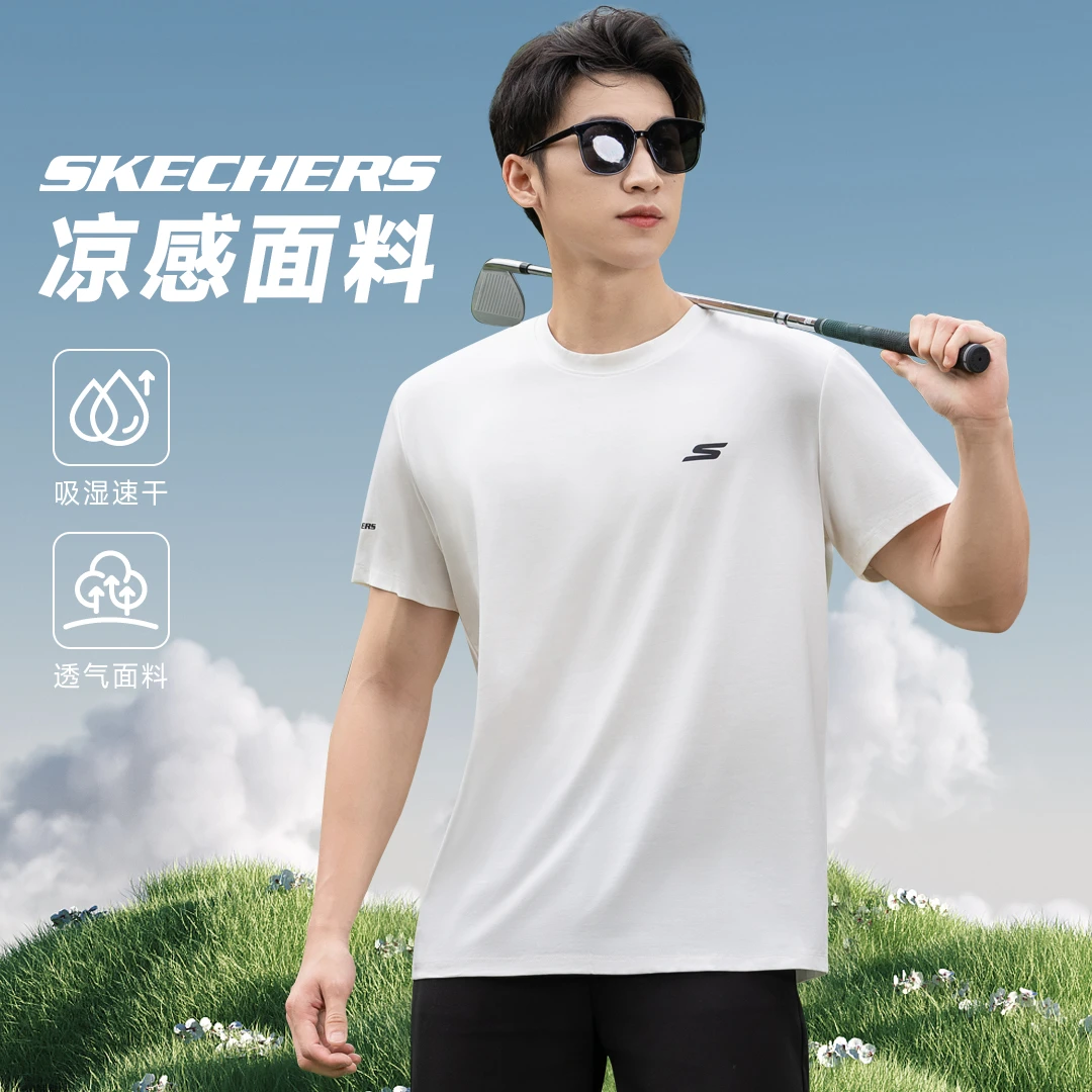SKECHERS/斯凯奇索罗娜凉感弹力户外运动弹力透气休闲男士t恤