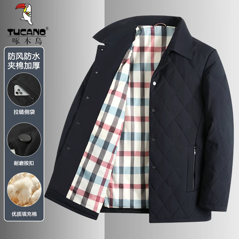TUCANO/啄木鳥男士夹棉加厚短款棉服秋冬季中年棉衣爸爸装外套男