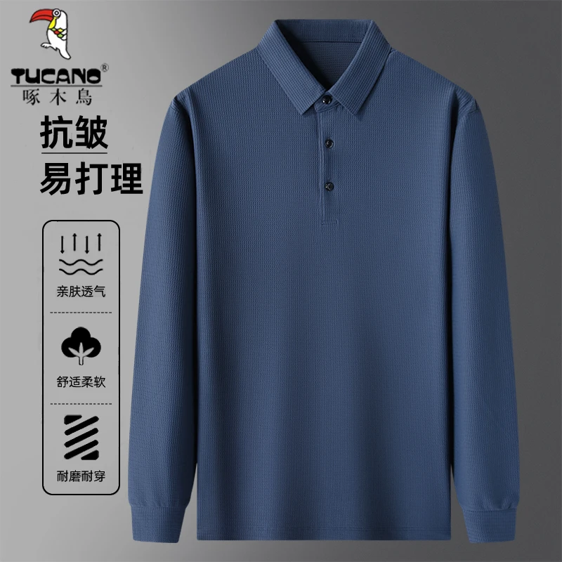 TUCANO/啄木鳥爸爸装宽松休闲polo衫秋季中老年男士长袖翻领t恤