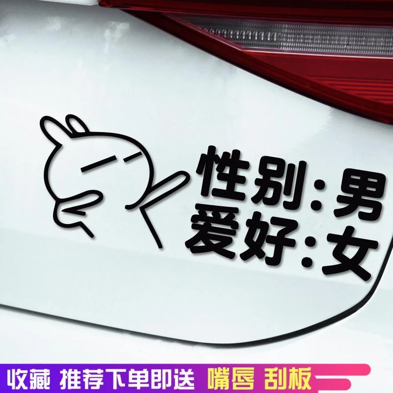 性别男爱好女车贴网红个性搞笑文字贴纸车尾后窗玻璃装饰