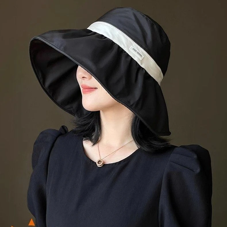 遮阳帽防晒渔夫帽新款显脸小夏季户外出游防紫外线韩版大檐太阳帽