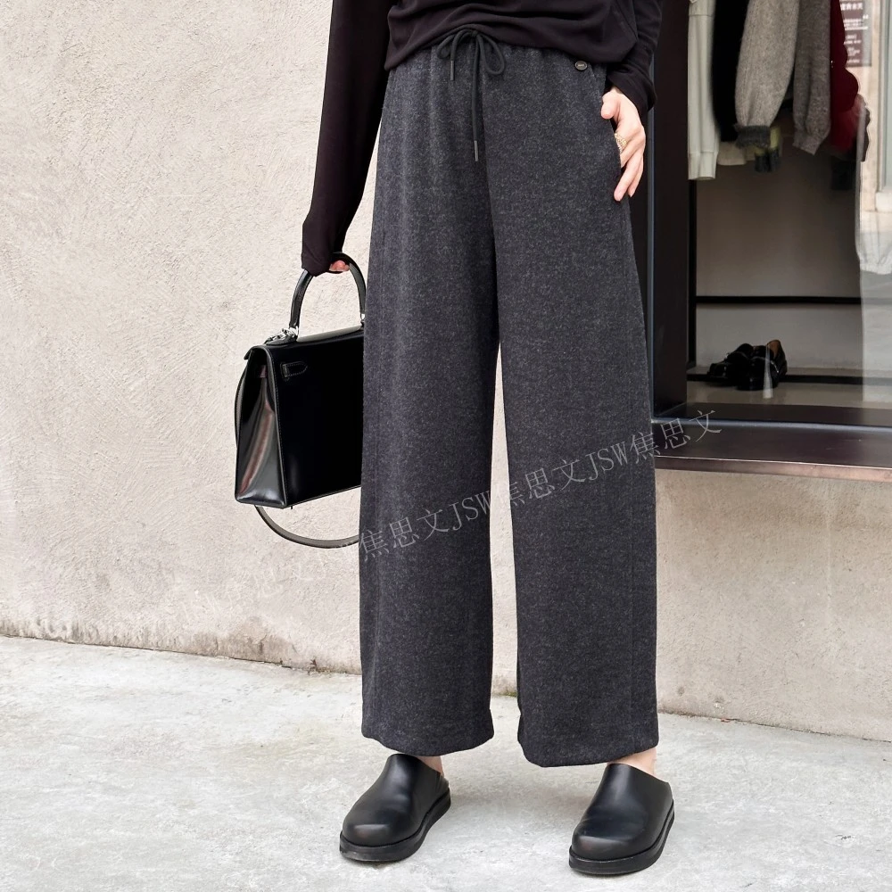 福利品  秋冬时尚休闲宽松百搭松紧腰阔腿九分休闲裤YL2410126