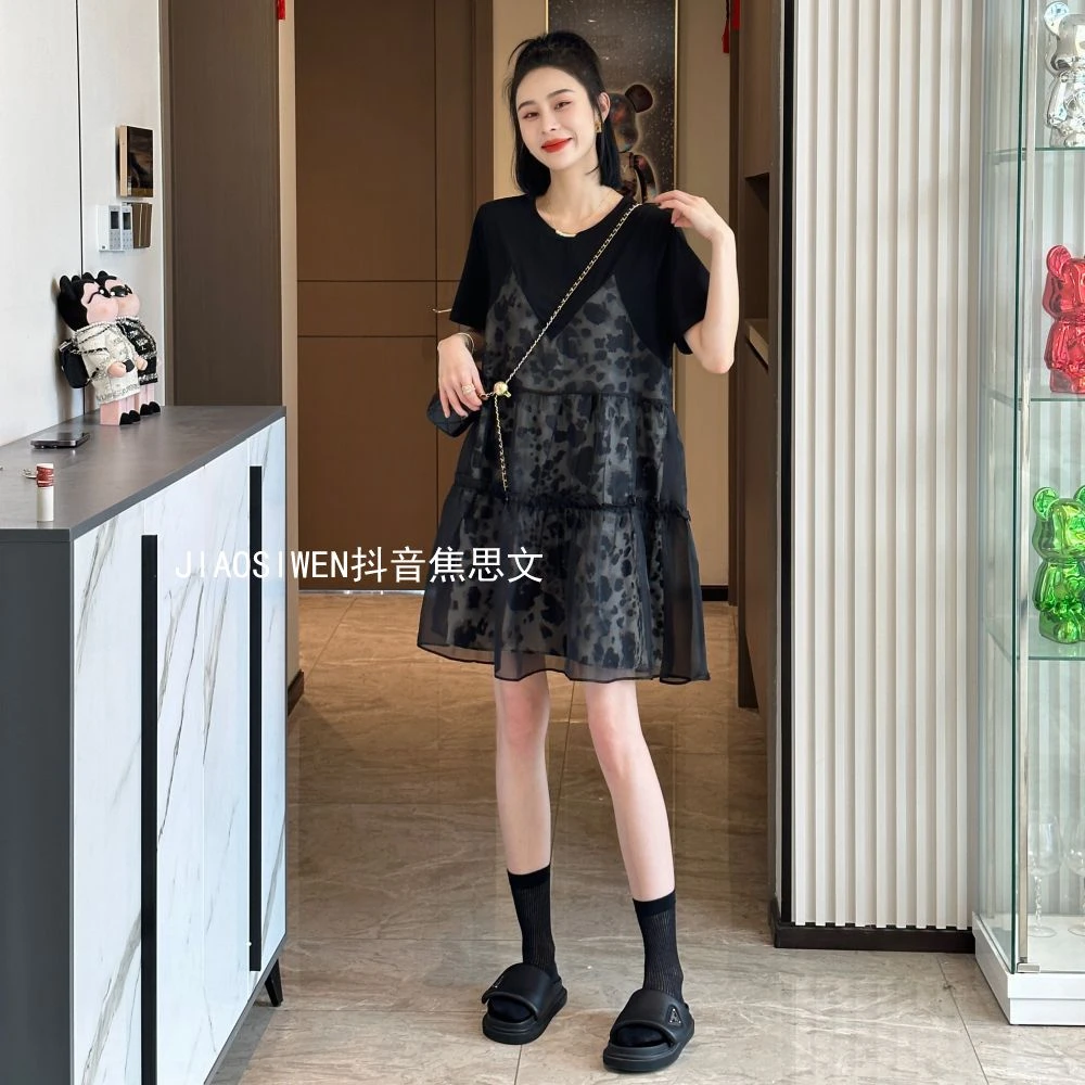 大促福利 时尚洋气休闲百搭遮肉拼接假两件连衣裙JZ2585