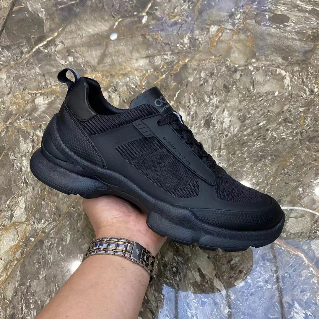 男鞋2024夏季时尚潮鞋男款飞织透气网面鞋百搭厚底轻便休闲运动鞋