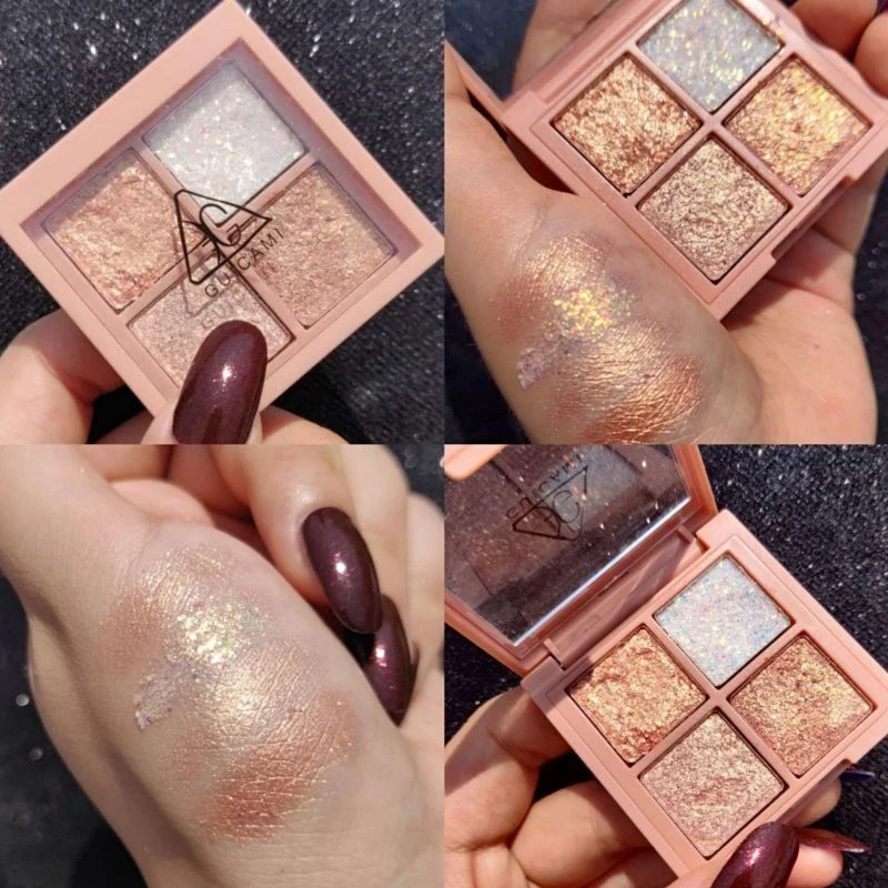 GUICAMI MINI MULITI 四色4宫格 眼影盘哑光葱片干玫瑰珠光细钻闪