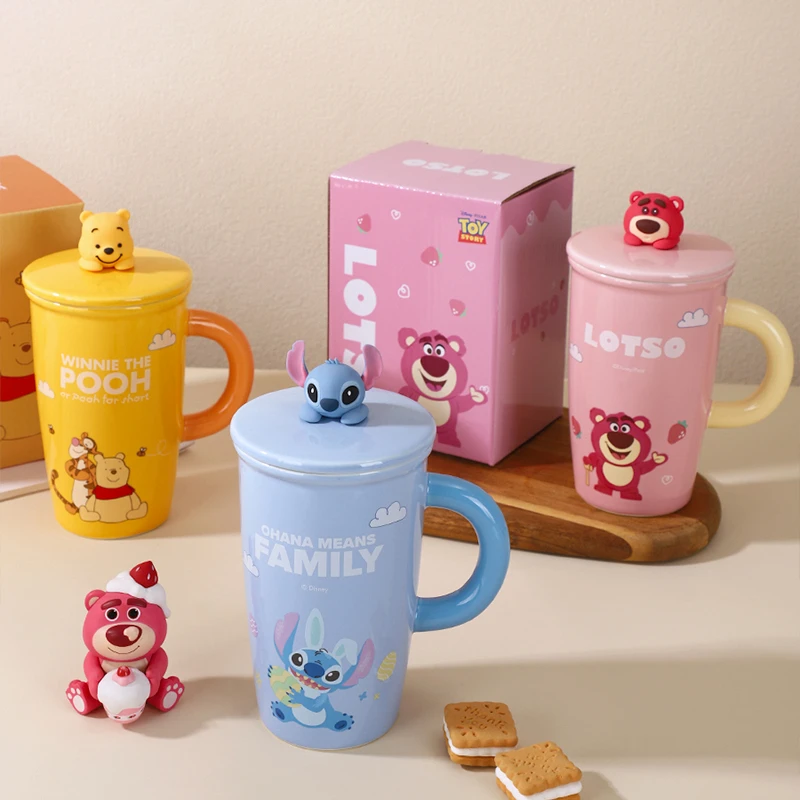 大容量马克杯彩盒装伴手礼物可爱史迪仔草莓熊喝水杯子带盖少女心