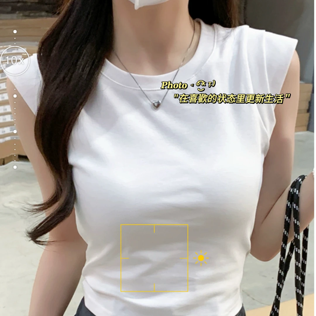 早秋季修身ins显瘦短款百搭夏季外穿宽松小飞袖立领短袖HK8166