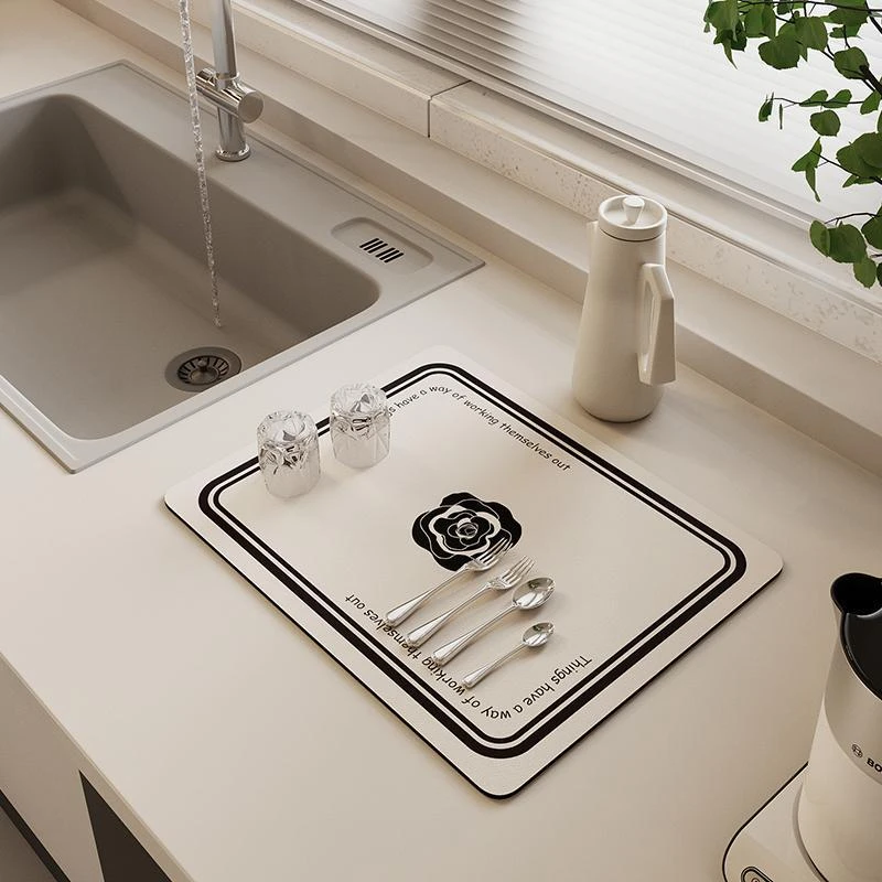 硅藻泥台面沥水垫子厨房吧台杯子碗盘干燥垫茶台洗手台吸水垫隔热