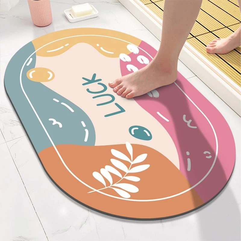 简约卫生间地垫硅藻泥定制浴室速干防滑防摔吸水垫新款硅藻泥地垫