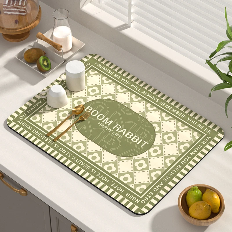 现代轻奢厨房沥水垫吸水速干防滑厨房洗漱台家用隔热简约防烫餐垫