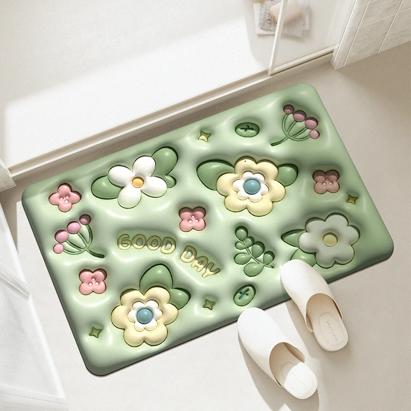 网红简约软硅藻泥吸水地垫字母卫生间门口浴室防滑脚垫不沾地垫