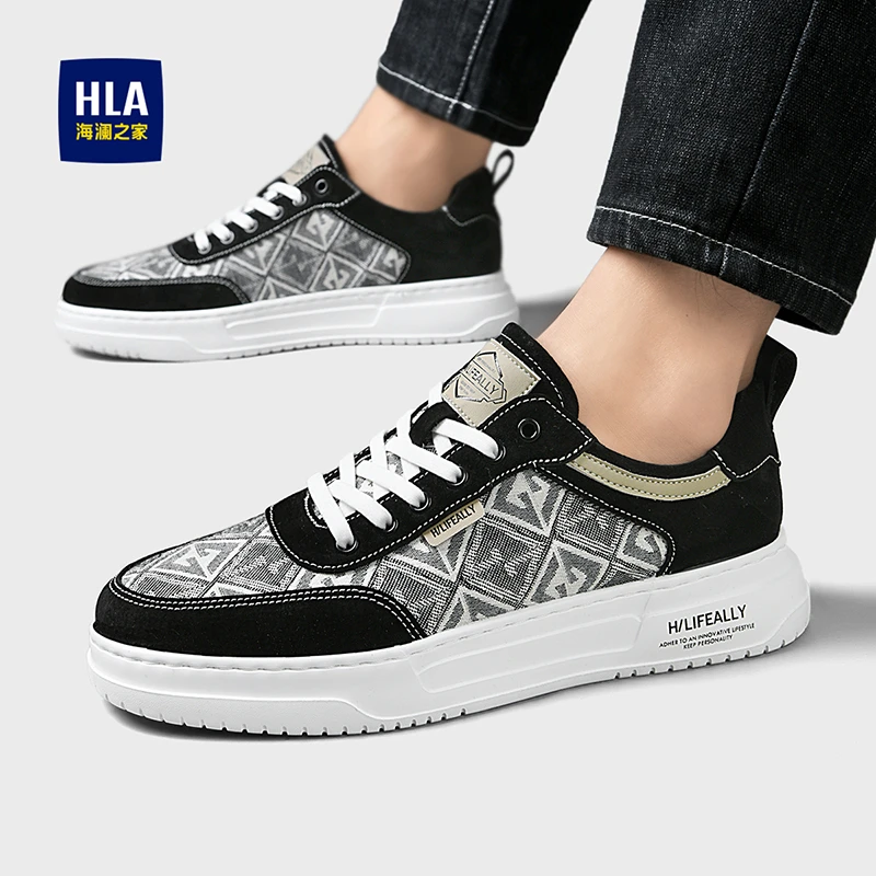 HLA/海澜之家2024秋季时尚少年百搭潮鞋男士低帮白鞋软底休闲板鞋