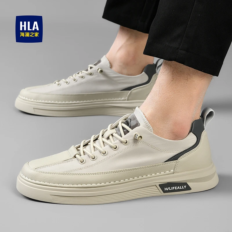 HLA/海澜之家男鞋2025夏季时尚百搭潮鞋男士透气低帮软底休闲板鞋