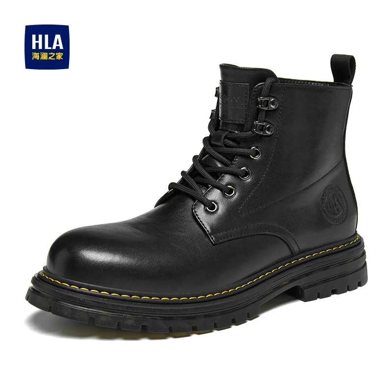 HLA/海澜之家马丁靴秋季新款工装鞋时尚高帮休闲风男士百搭男鞋