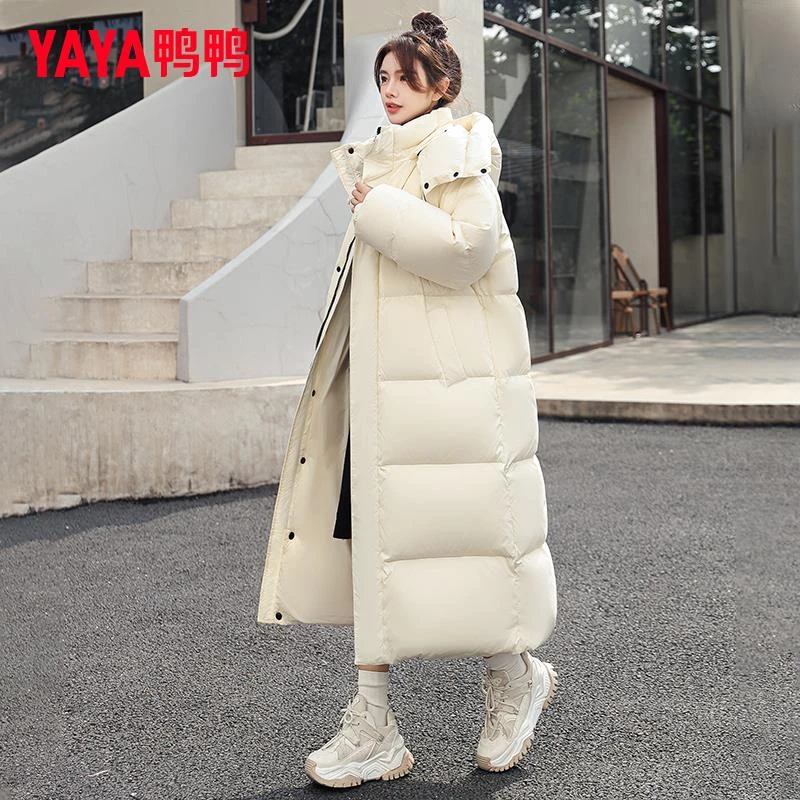 YAYA/鸭鸭冬季羽绒服女小个子长款高级感连帽时尚保暖情侣外套潮