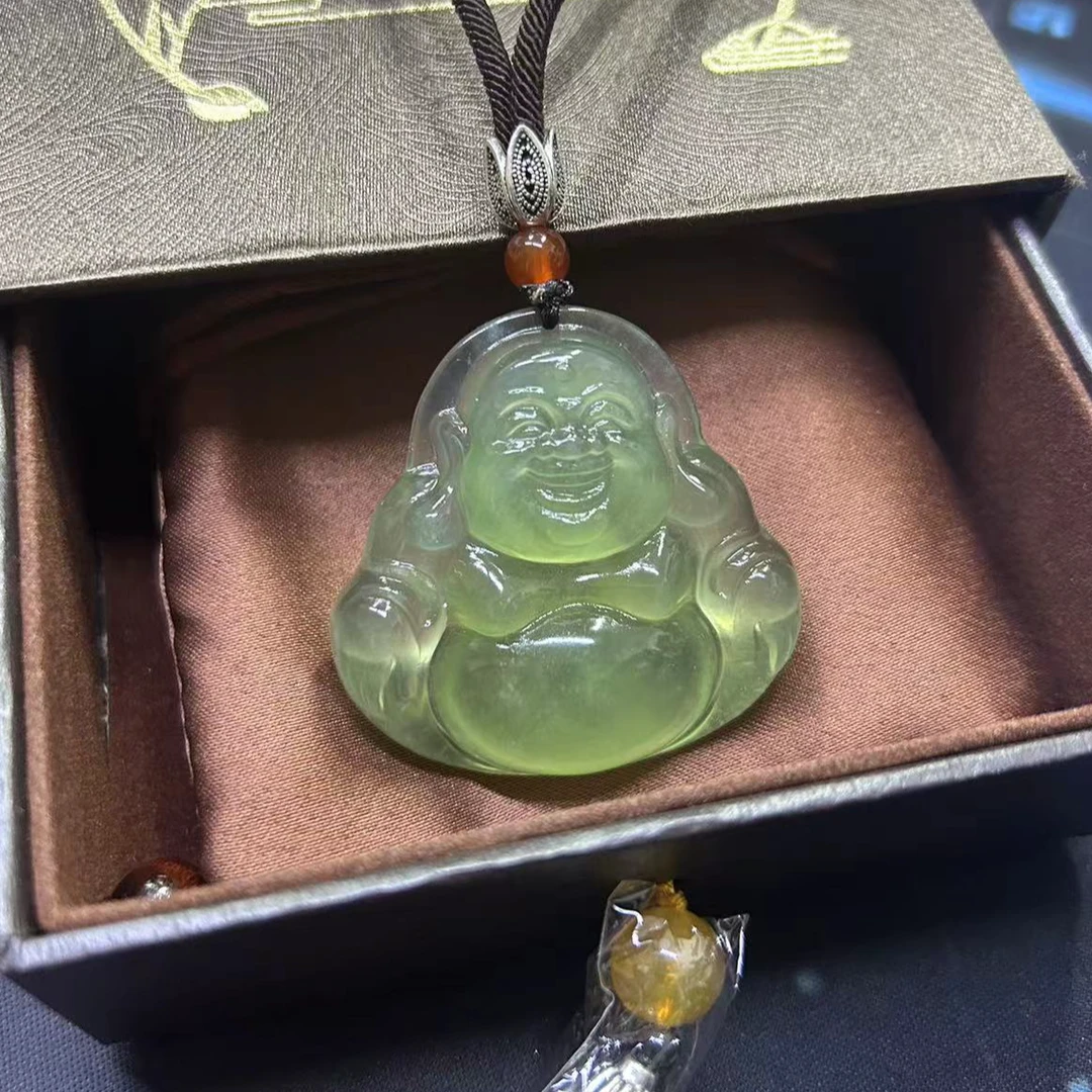 岫玉冰透大肚佛 佛公项链 笑佛 45*45