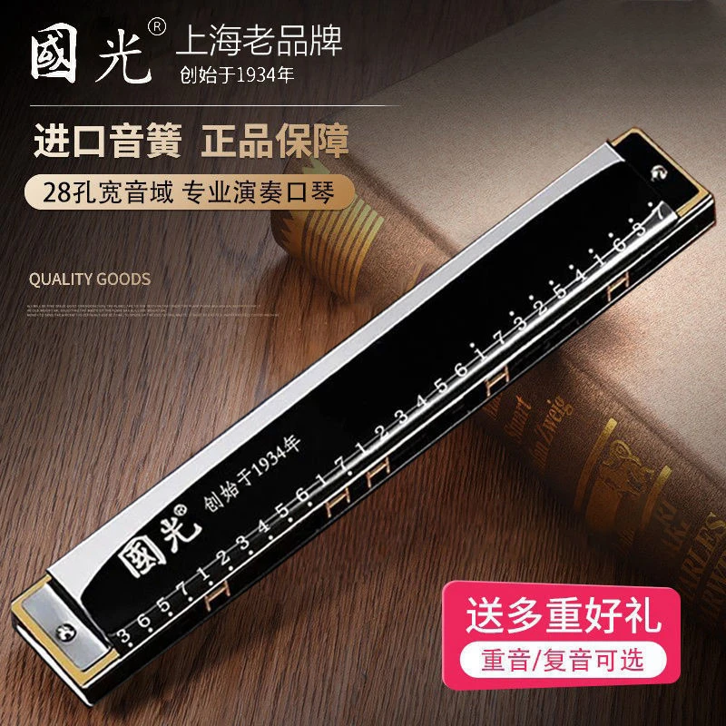 德国进口音簧国光口琴成人儿童28孔高档专业演奏级24孔初学者复音