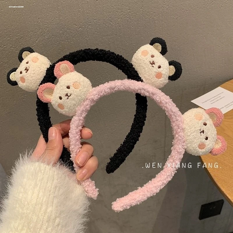 羊羔毛小熊发箍头饰简约压发少女甜妹质感气质头箍设计可爱洗脸