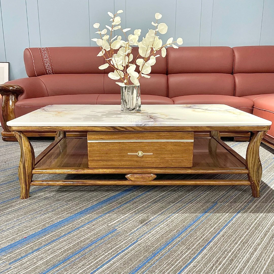 皇纳轻奢现代时尚乌金木实木大理石茶几电视柜大小户型