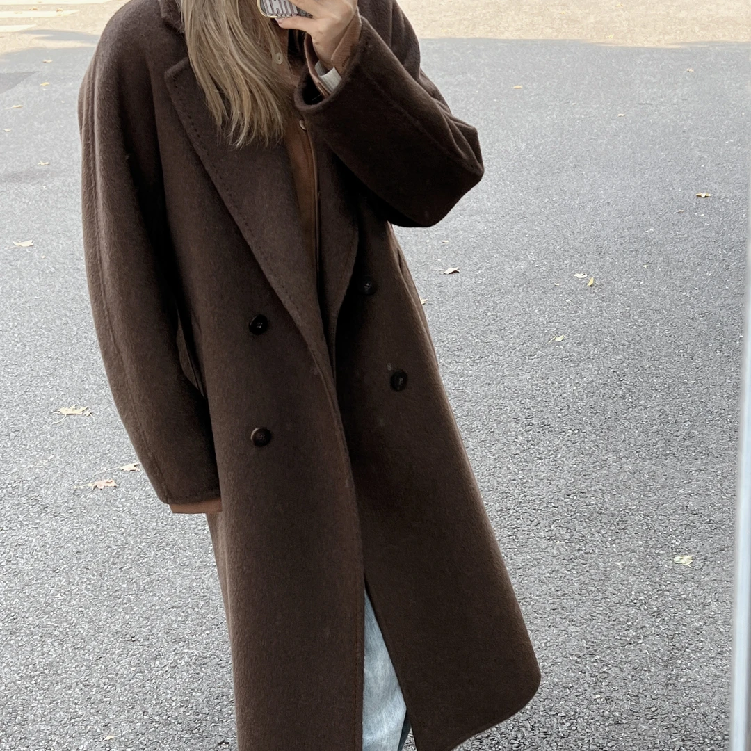 【801高定款】 驼绒蚕丝 轻柔保暖享受级西装领双排扣大衣外套