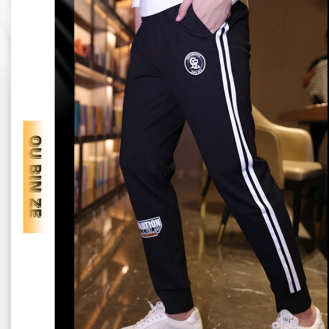 欧彬泽【冬梅】2024时尚男装夏季织带时尚休闲运动裤6150