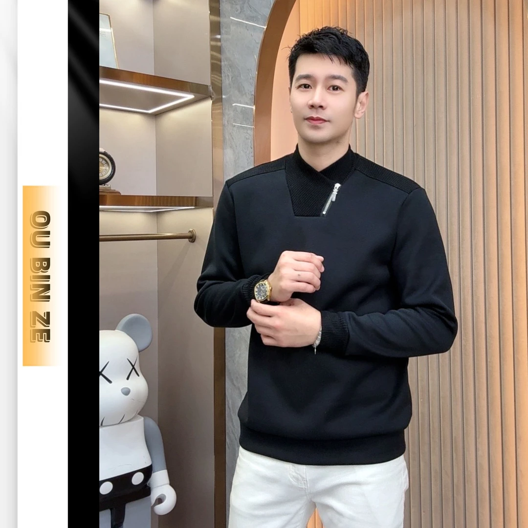 清 欧彬泽【遇见】欧货中高领长袖卫衣秋冬男装休闲轻奢潮流M5189