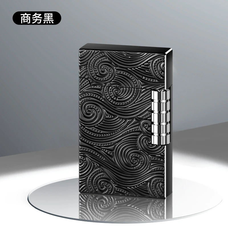 （黑唐草）朗声钢音侧滑砂轮充气斜火打火机优雅明火高档礼品打火机