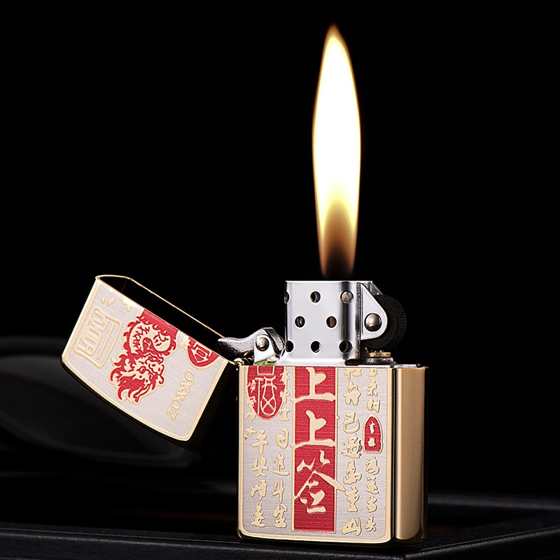 ZORRO上上签防风复古砂轮打火机国风龙年煤油款老式打火机