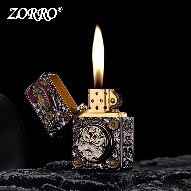 ZORRO吉祥如意盔甲铜壳煤油打火机高端砂轮礼品防风打火机